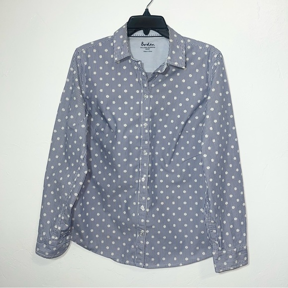 Boden Long Sleeve Casual Polka Dot Button Down Shirt Size 10 - Picture 3 of 8